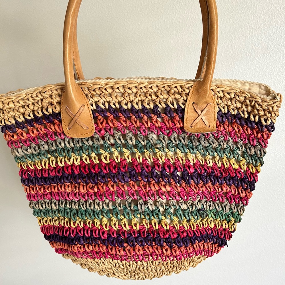 Jennifer Moore | Muticolor Straw Beach Bag | Shoulder Bag | Purse | Tote